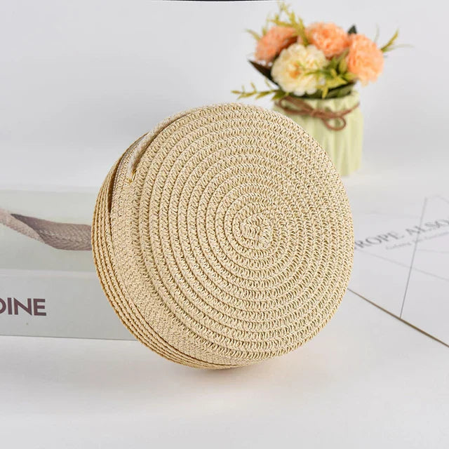 Stylish Round Handwoven Crossbody Bag with Zip by Angel