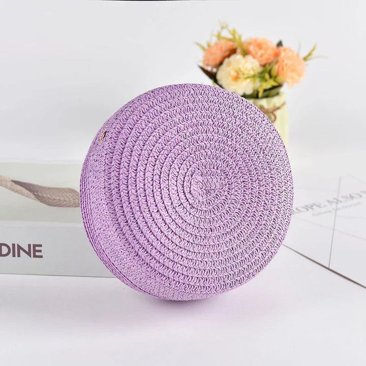 Stylish Round Handwoven Crossbody Bag with Zip by Angel