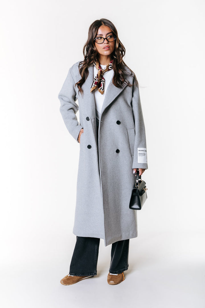 Zania Wool Coat | Light Grey Melange