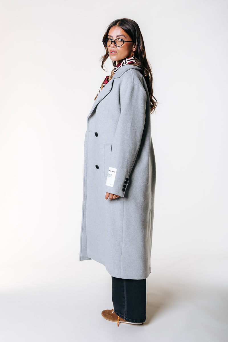 Zania Wool Coat | Light Grey Melange
