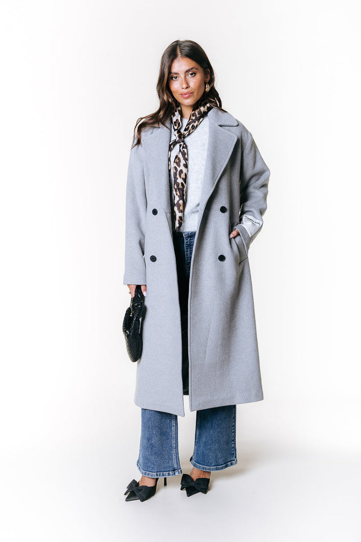 Zania Wool Coat | Light Grey Melange