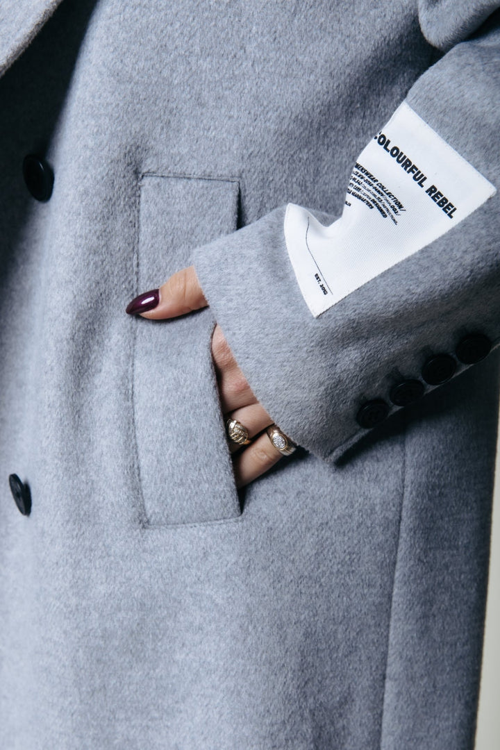 Zania Wool Coat | Light Grey Melange