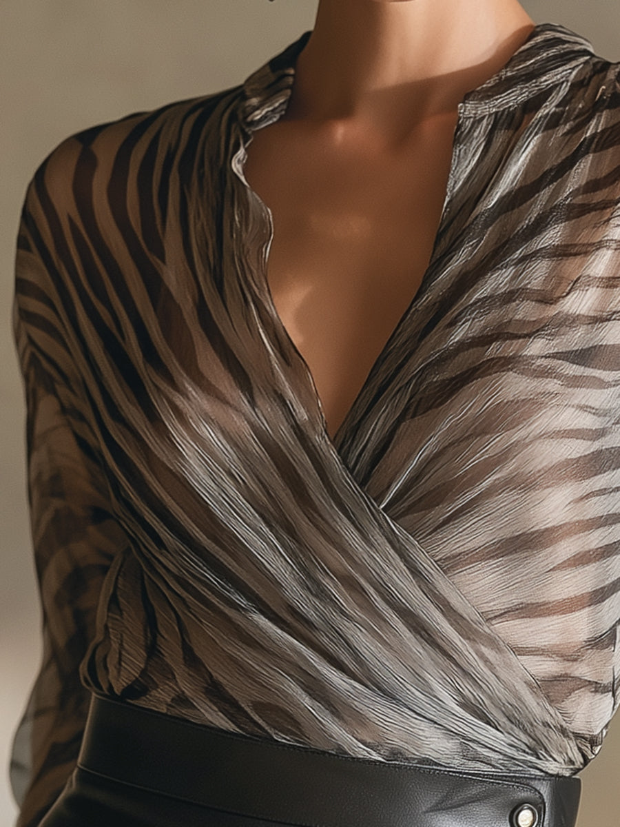 Audrey | Zebra Chiffon Blouse