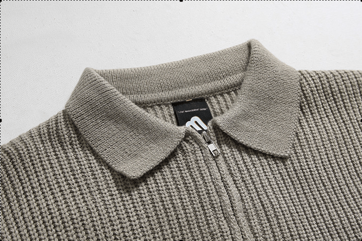 Cozy Knitted Half Zip Sweater with Adjustable Collar