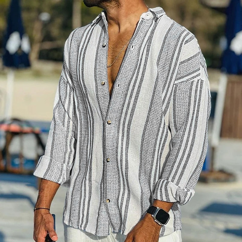 Men’s Vintage Striped Button-Up Shirt