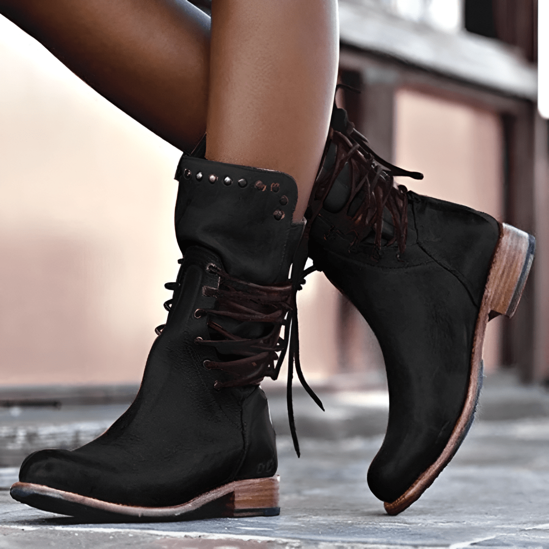 Audrey™ - Leather Boots with Lacing for Women