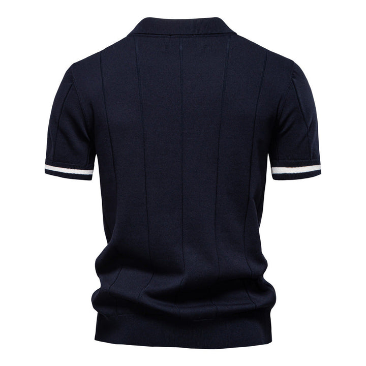 Men's Short-Sleeve Quarter-Zip Ribbed Polo Shirt