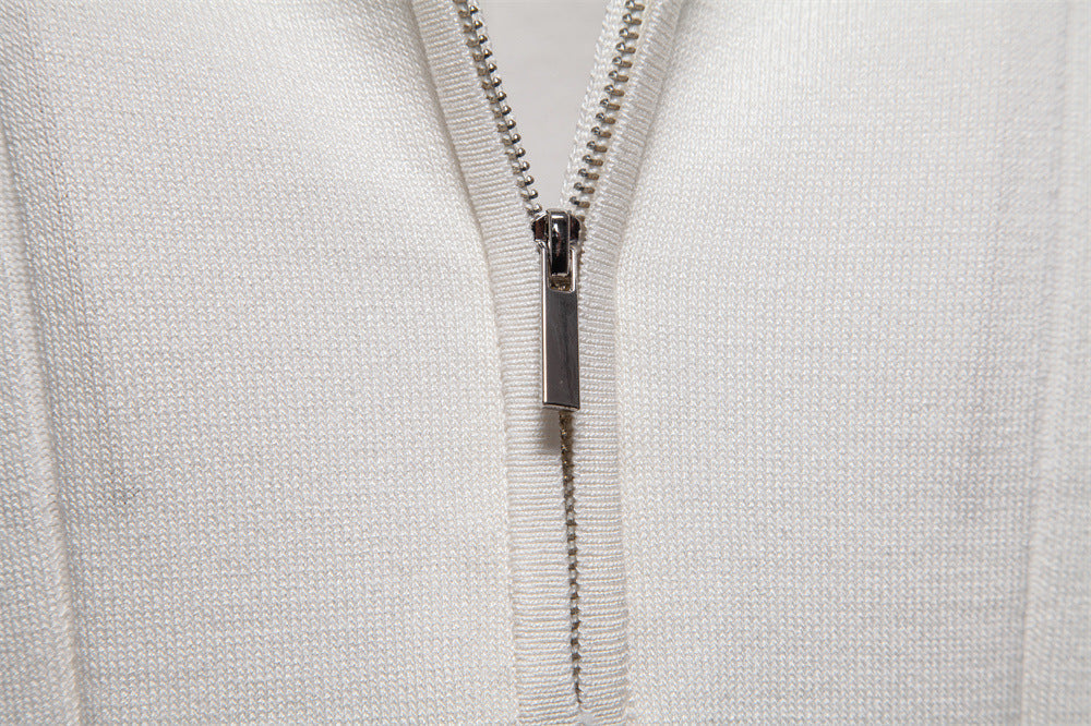 Men's Short-Sleeve Quarter-Zip Ribbed Polo Shirt