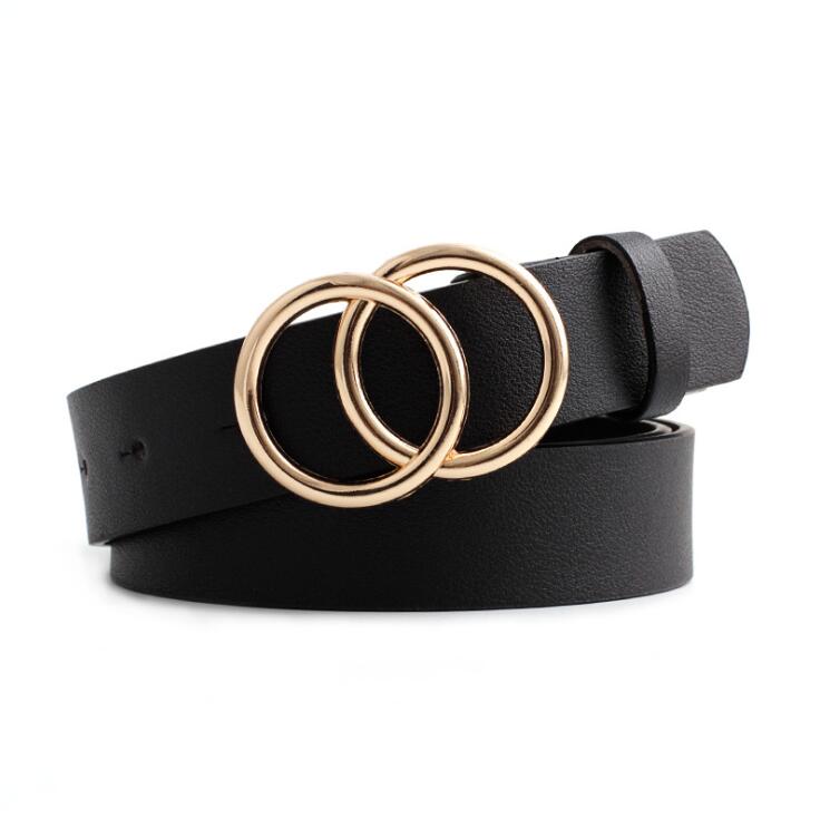 Chic Aria Women's Leather Belt with Fashionable O-Ring Buckle