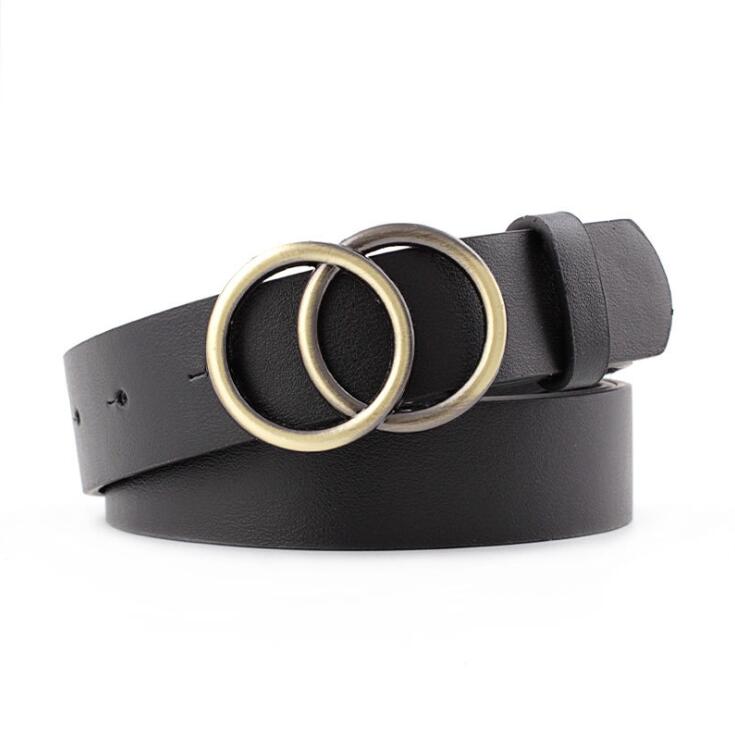 Chic Aria Women's Leather Belt with Fashionable O-Ring Buckle