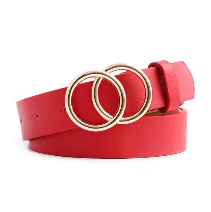 Chic Aria Women's Leather Belt with Fashionable O-Ring Buckle