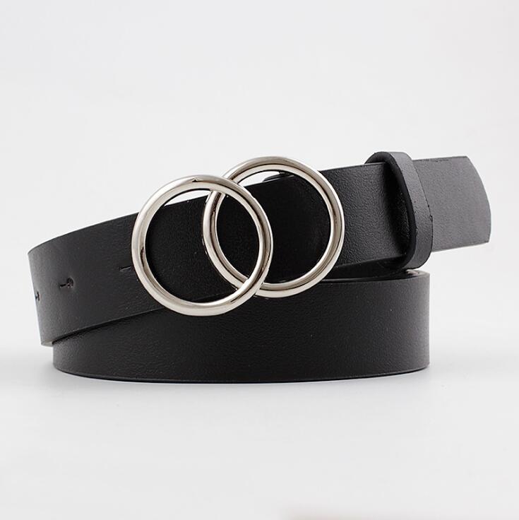 Chic Aria Women's Leather Belt with Fashionable O-Ring Buckle