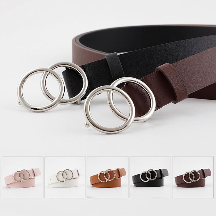 Chic Aria Women's Leather Belt with Fashionable O-Ring Buckle