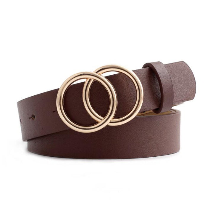 Chic Aria Women's Leather Belt with Fashionable O-Ring Buckle