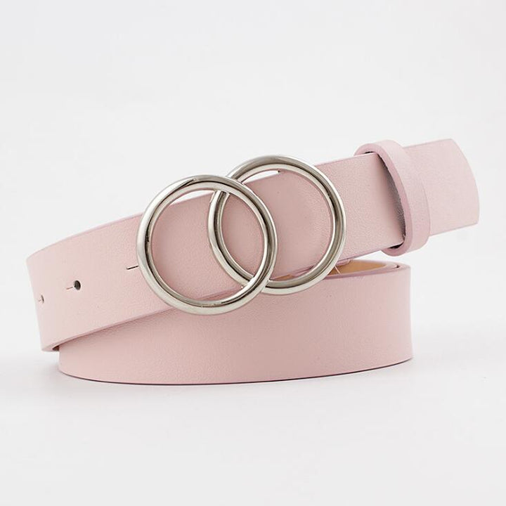 Chic Aria Women's Leather Belt with Fashionable O-Ring Buckle