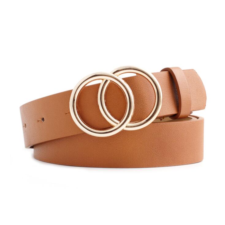 Chic Aria Women's Leather Belt with Fashionable O-Ring Buckle
