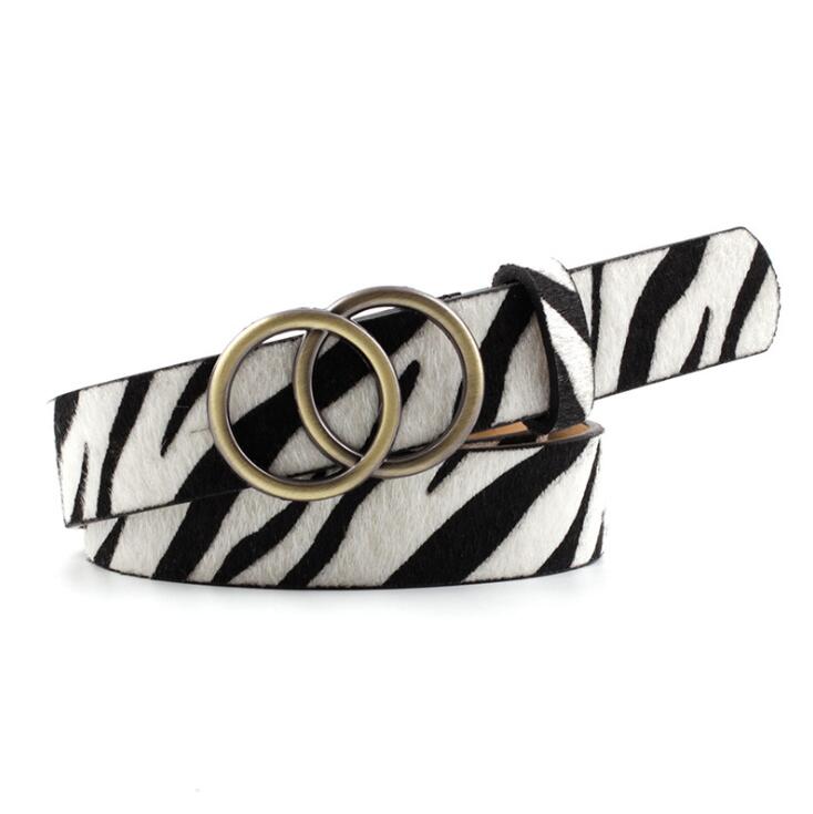 Chic Aria Women's Leather Belt with Fashionable O-Ring Buckle