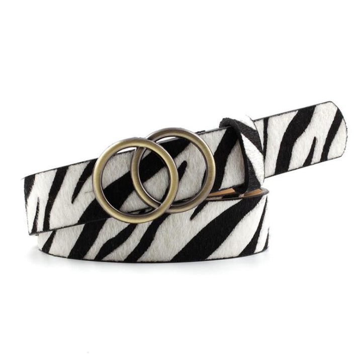 Chic Aria Women's Leather Belt with Fashionable O-Ring Buckle