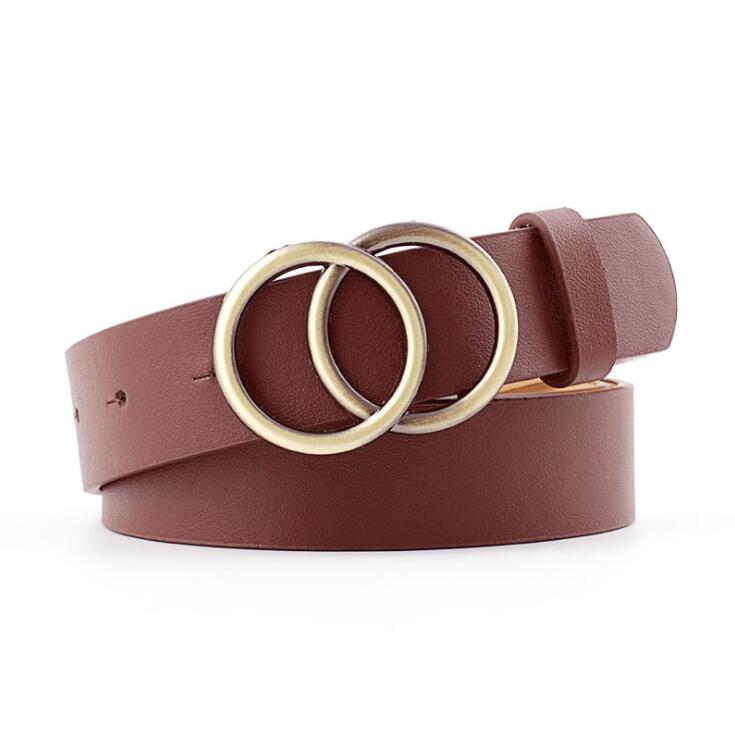 Chic Aria Women's Leather Belt with Fashionable O-Ring Buckle