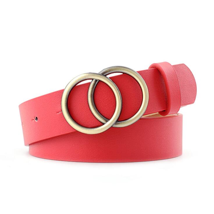 Chic Aria Women's Leather Belt with Fashionable O-Ring Buckle