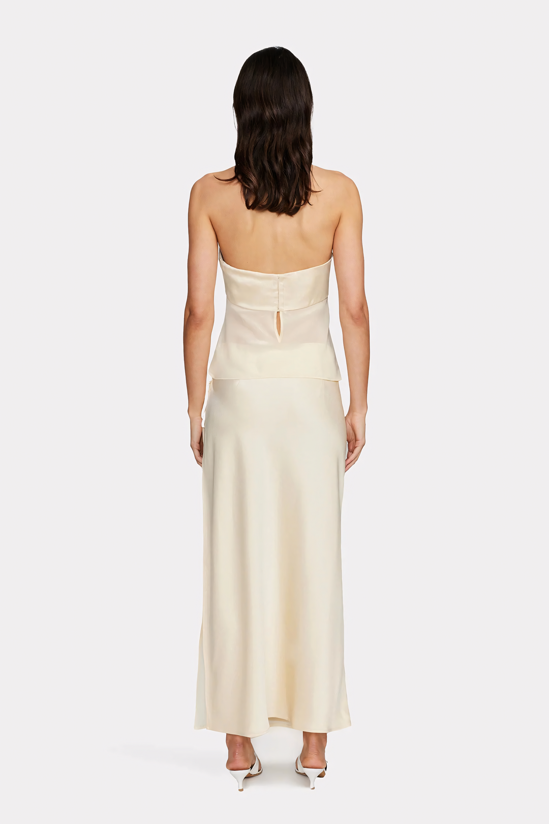 MGTM - Sheer Draped Strapless Dress