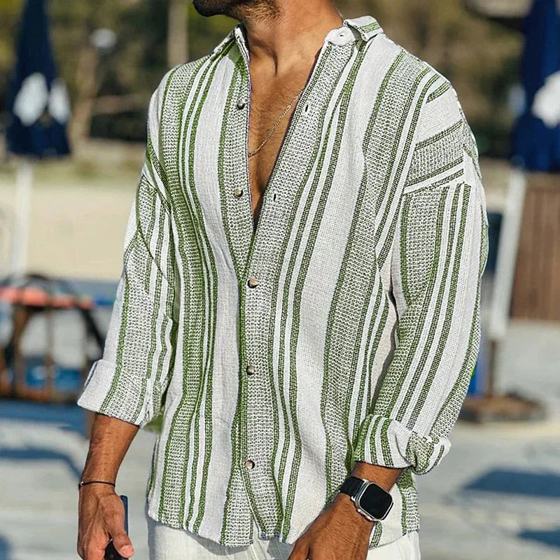 Men’s Vintage Striped Button-Up Shirt