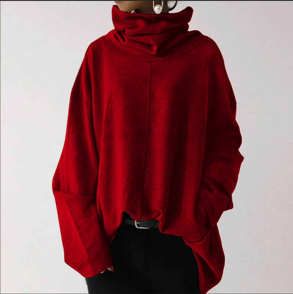 Trendy Solid Color Turtle-Neck Sweater