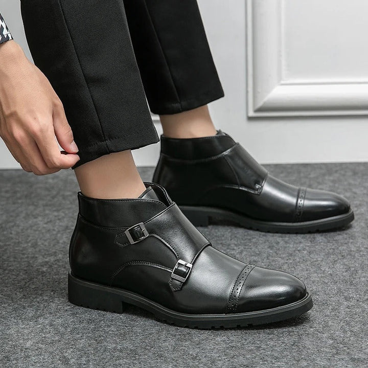 Parker | Faux Leather Double Monk-Strap Boots