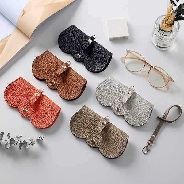 Elegant Leather Glasses Case with Snap Closure for Summer - Sam