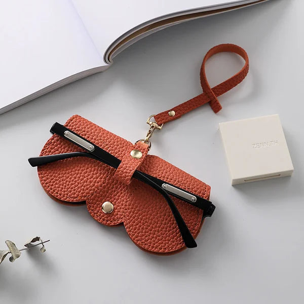 Elegant Leather Glasses Case with Snap Closure for Summer - Sam