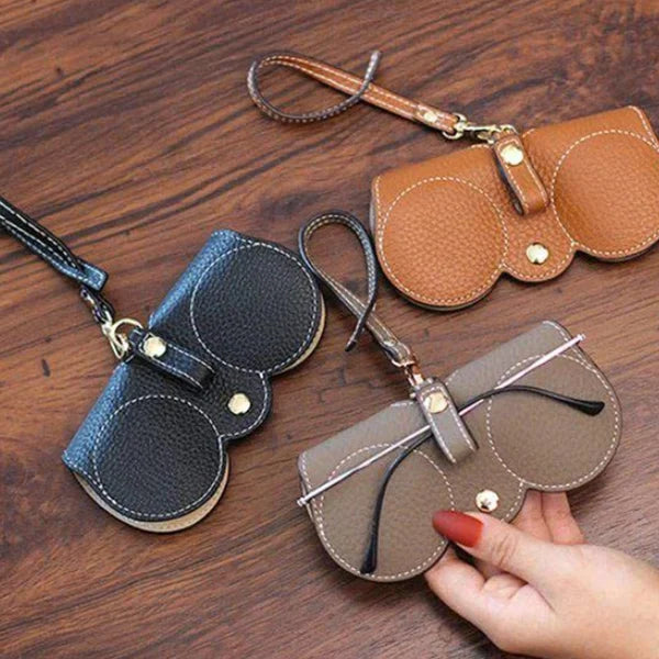 Elegant Leather Glasses Case with Snap Closure for Summer - Sam