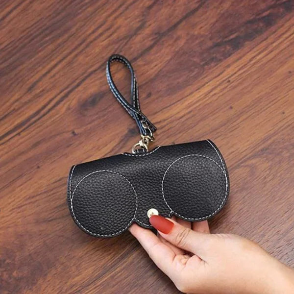 Elegant Leather Glasses Case with Snap Closure for Summer - Sam