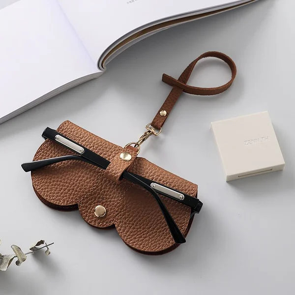Elegant Leather Glasses Case with Snap Closure for Summer - Sam