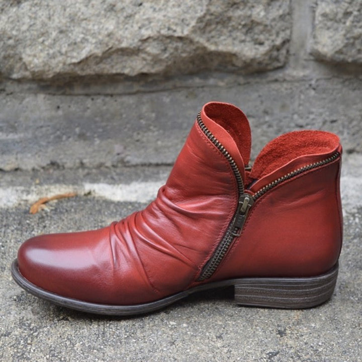 Julie™ - Leather Boots with Zip for Women