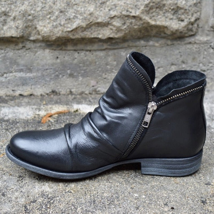Julie™ - Leather Boots with Zip for Women