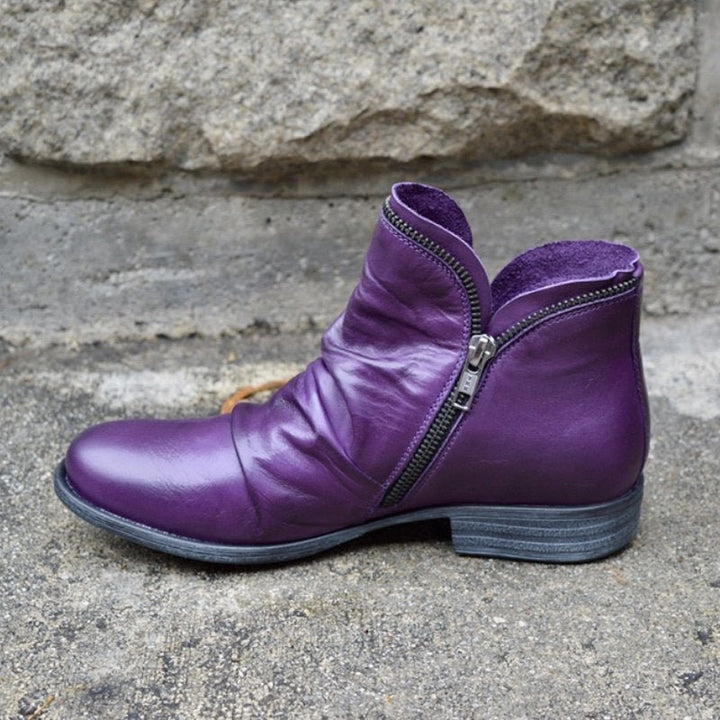 Julie™ - Leather Boots with Zip for Women